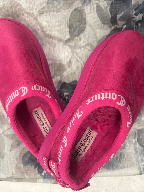 Juicy Couture Shoes - Juicy Couture Hot Pink Fuzzy Slip-On Mules